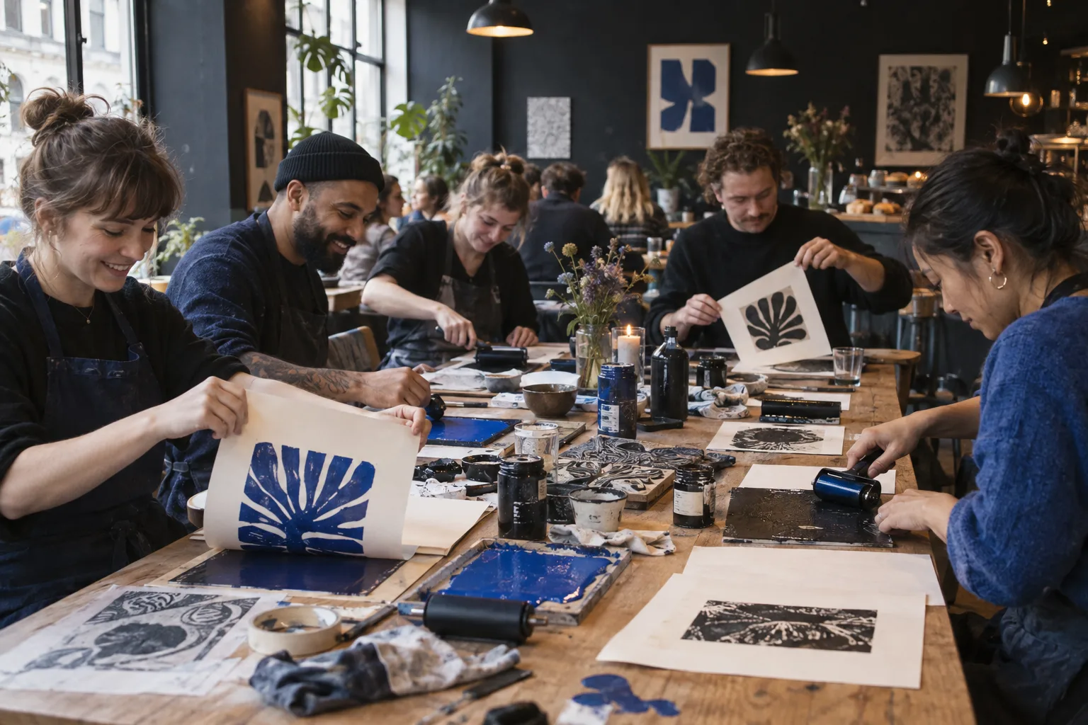 Illustrative creative workshops scene